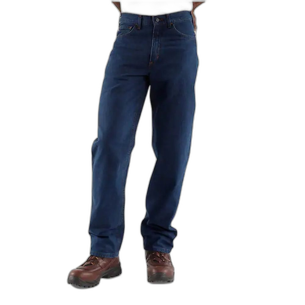 Carhartt Men's Flame Resistant Blue Denim Relaxed Fit Signature Jeans 30 X 32